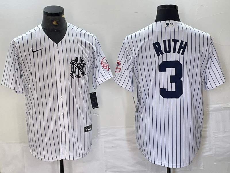Men's New York Yankees Babe Ruth #3 White Limited Jersey